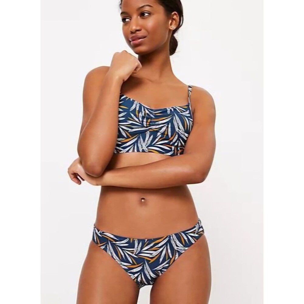 LOFT Beach Bikini Set Womens Size XL Blue Tropical Print Two Piece
